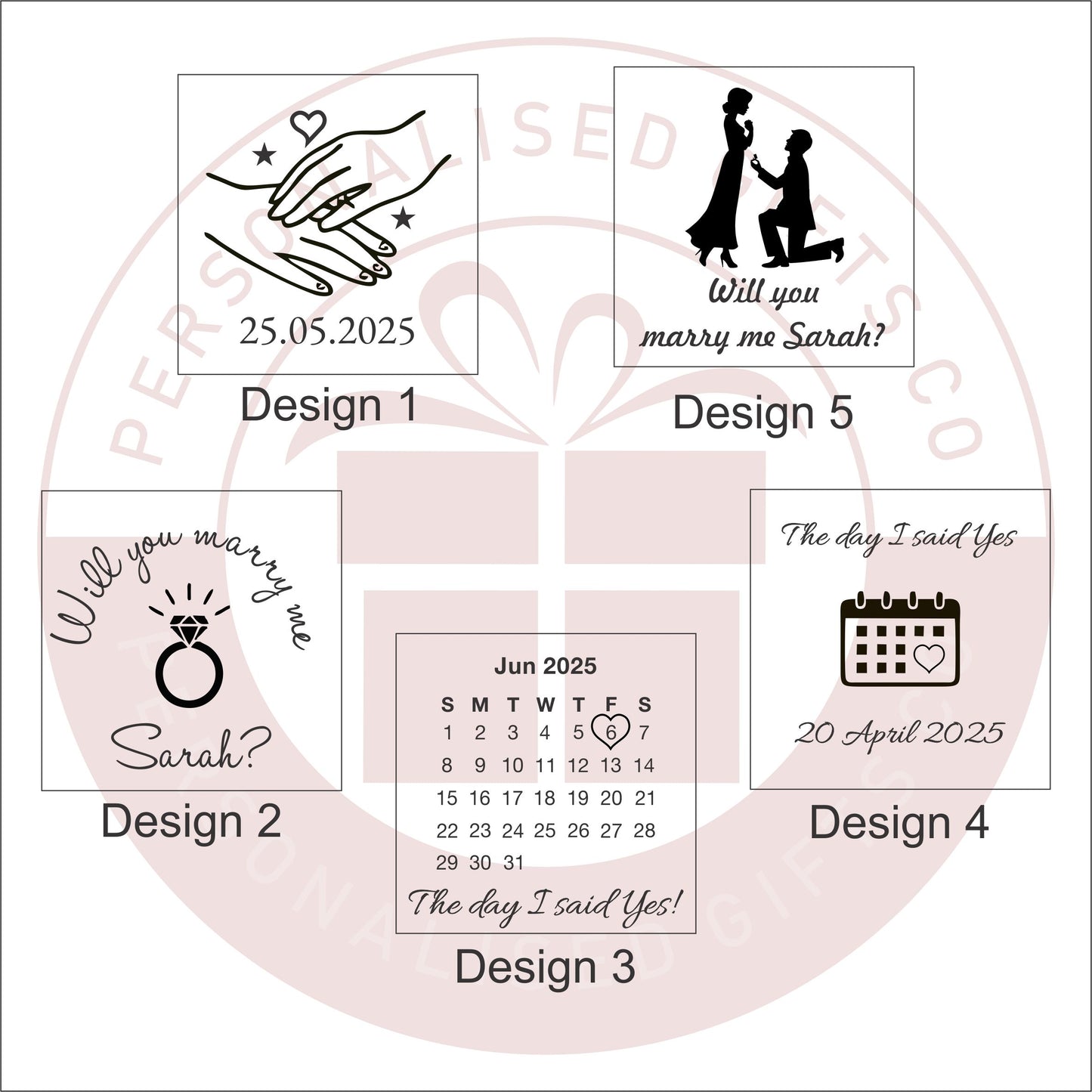 Personalised Wooden Ring Box – Single Ring Slot with Soft White/Black Cushion