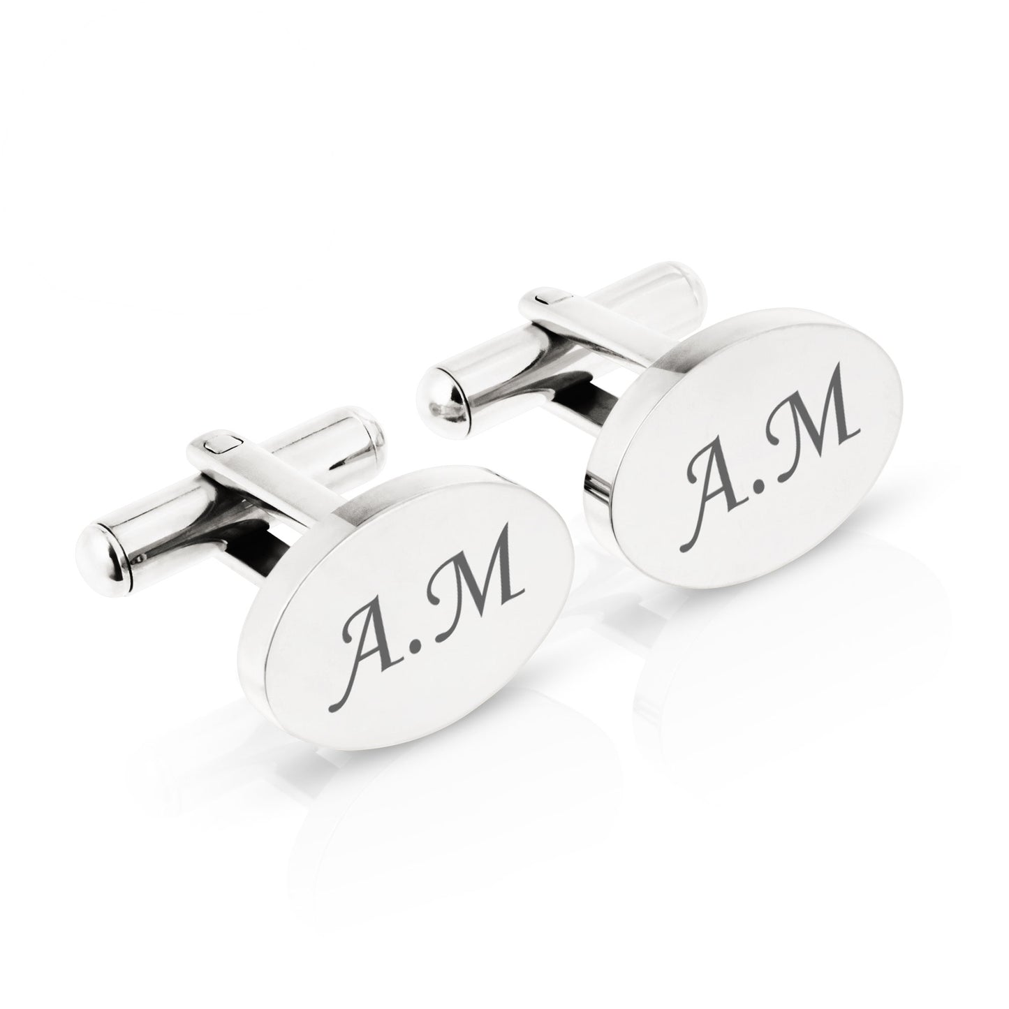 Personalised Engraved Oval Metal Cufflinks | 5 Designs to Choose From