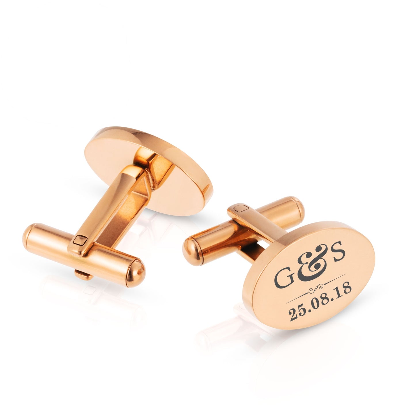 Personalised Engraved Oval Metal Cufflinks | 4 Designs to Choose From