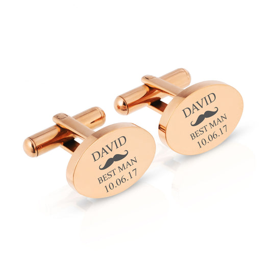 Personalised Engraved Oval Metal Cufflinks | 5 Designs to Choose From