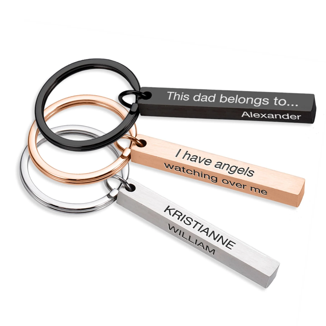 Personalised Custom Text Vertical 3D Bar Keyring Gift