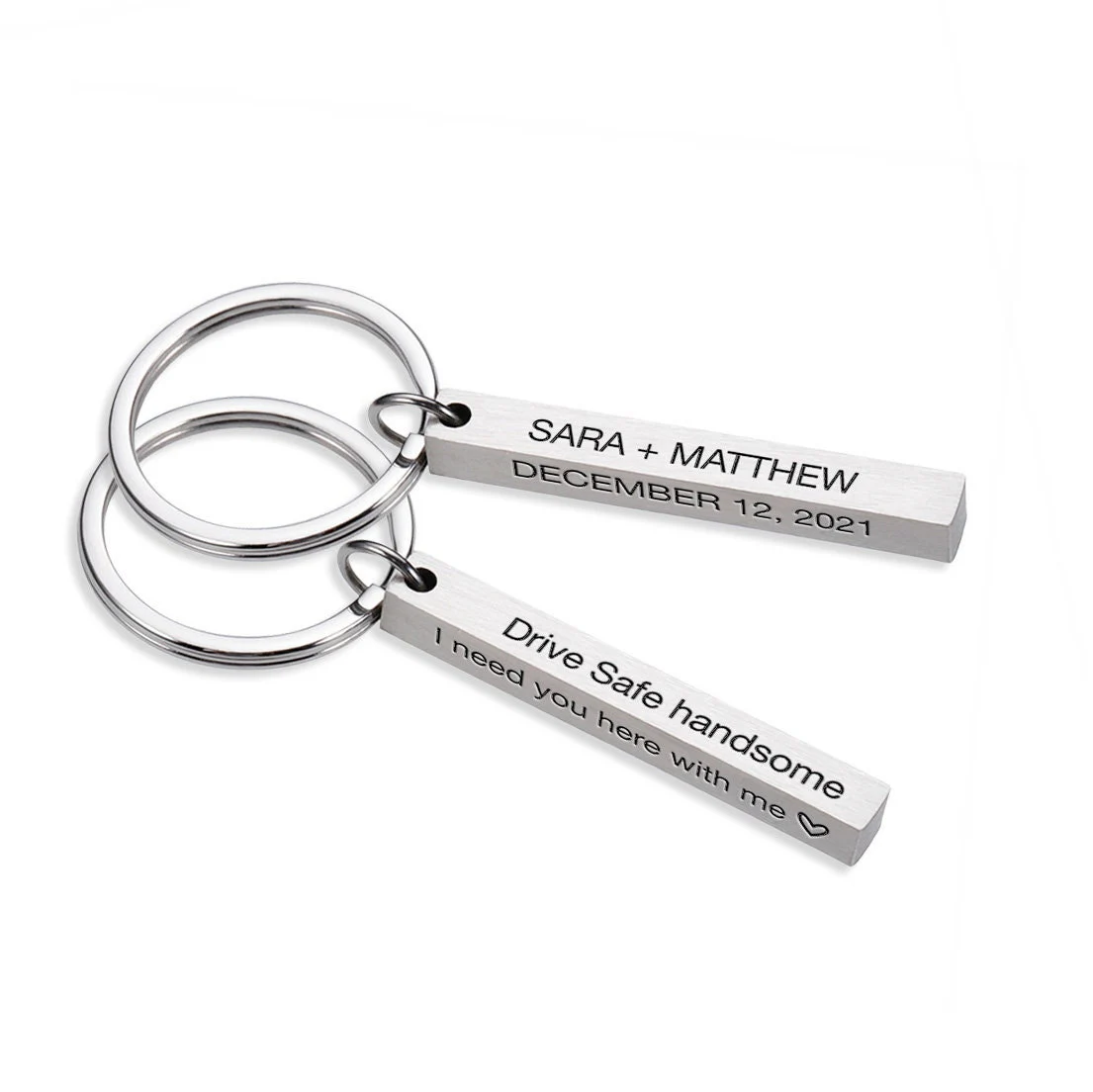 Personalised Custom Text Vertical 3D Bar Keyring Gift