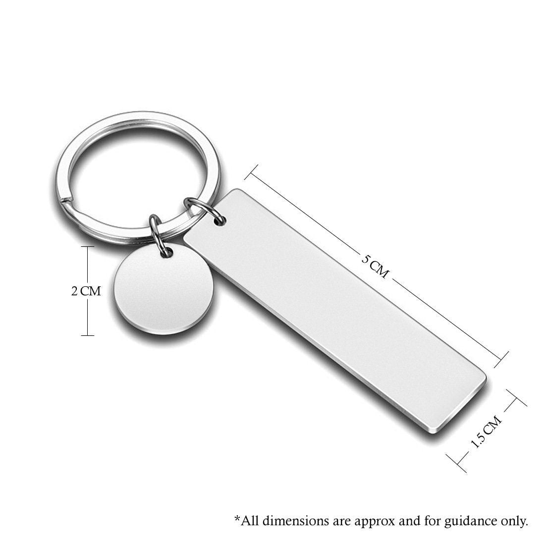 Personalised Drive Safe Rectangle Keyring With Round Charm
