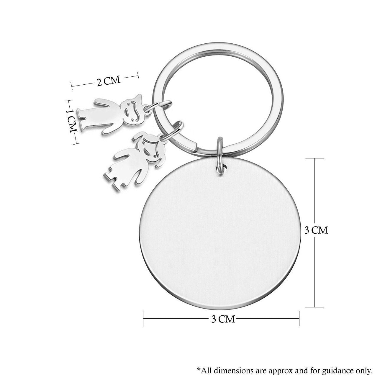 Personalised Engraved Round Metal Keyring Gift With Figure Charms | This Mummy Belongs To