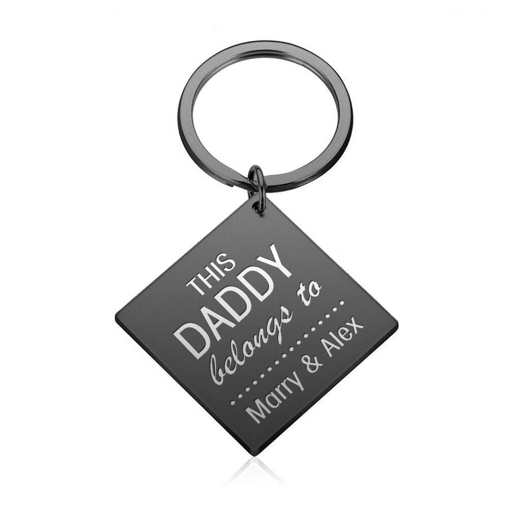 Personalised this daddy belongs to square keyring
