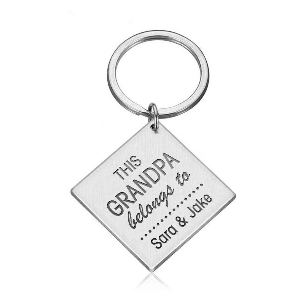 Personalised this daddy belongs to square keyring