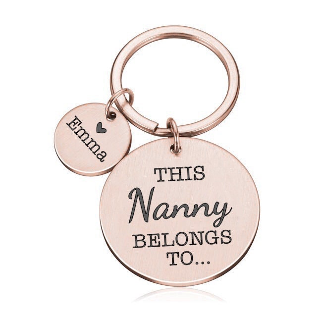 Personalised Engraved Round Metal Keyring Gift with Round Charms | This Daddy Belongs To