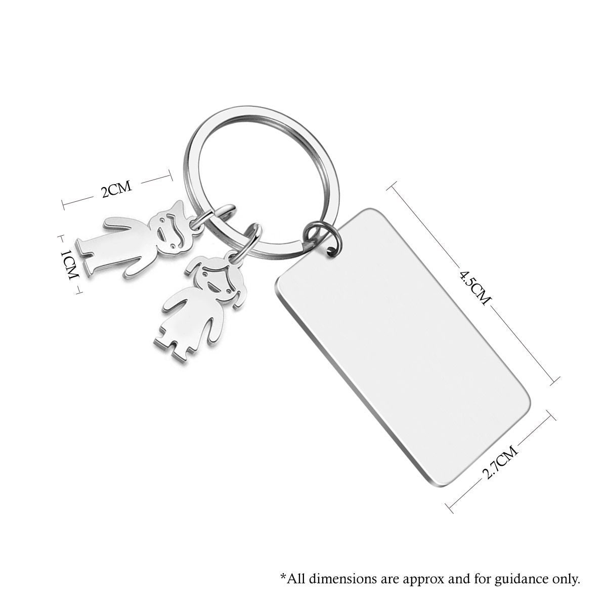 Personalised Engraved Rectangle Metal Keyring Gift With Figure Charms | This Mummy Belongs To