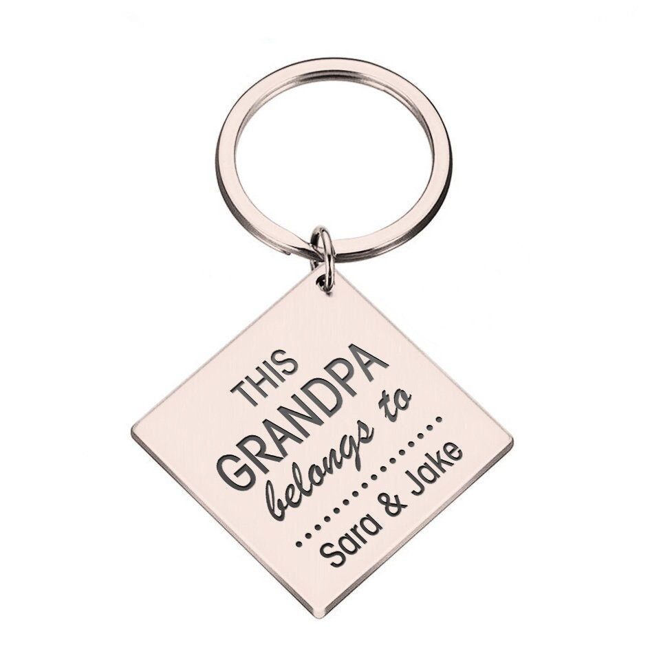 Personalised this daddy belongs to square keyring