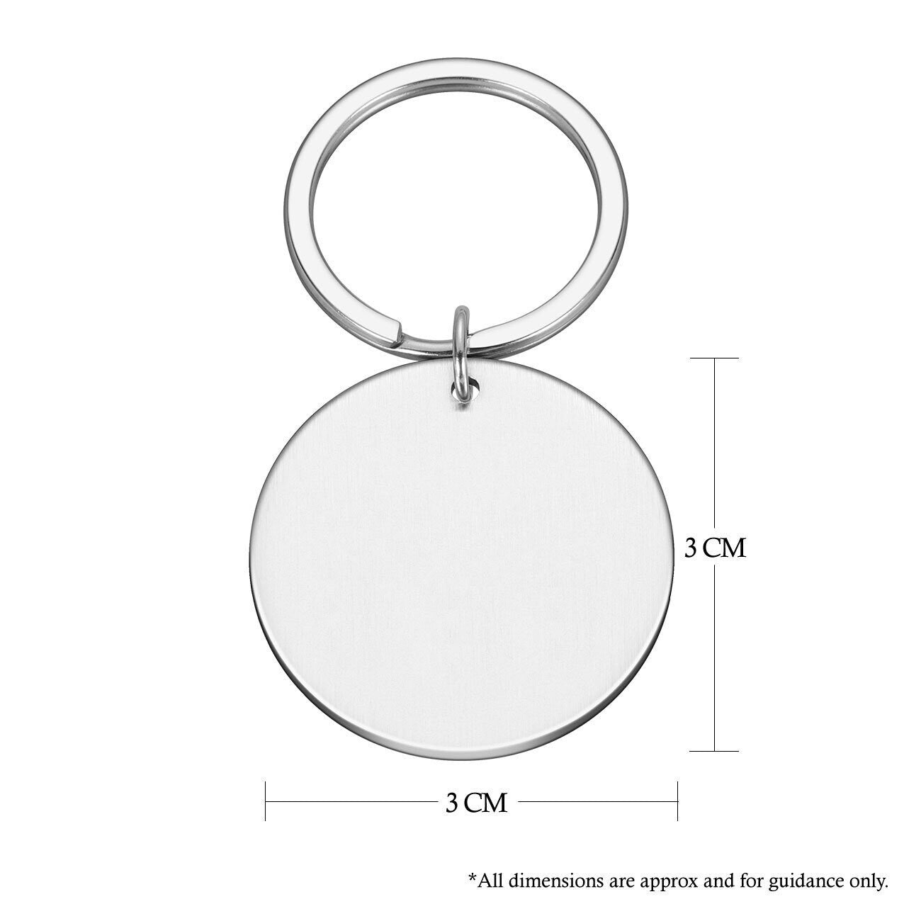 Personalised round baby arrival announcement metal keyring