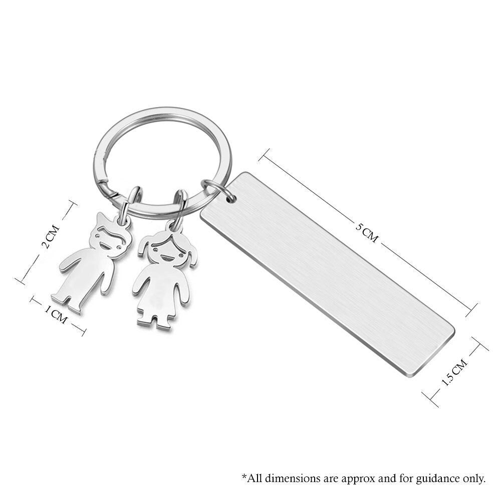Personalised Engraved Rectangle Metal Keyring Gift With Figure Charms | Drive Safe