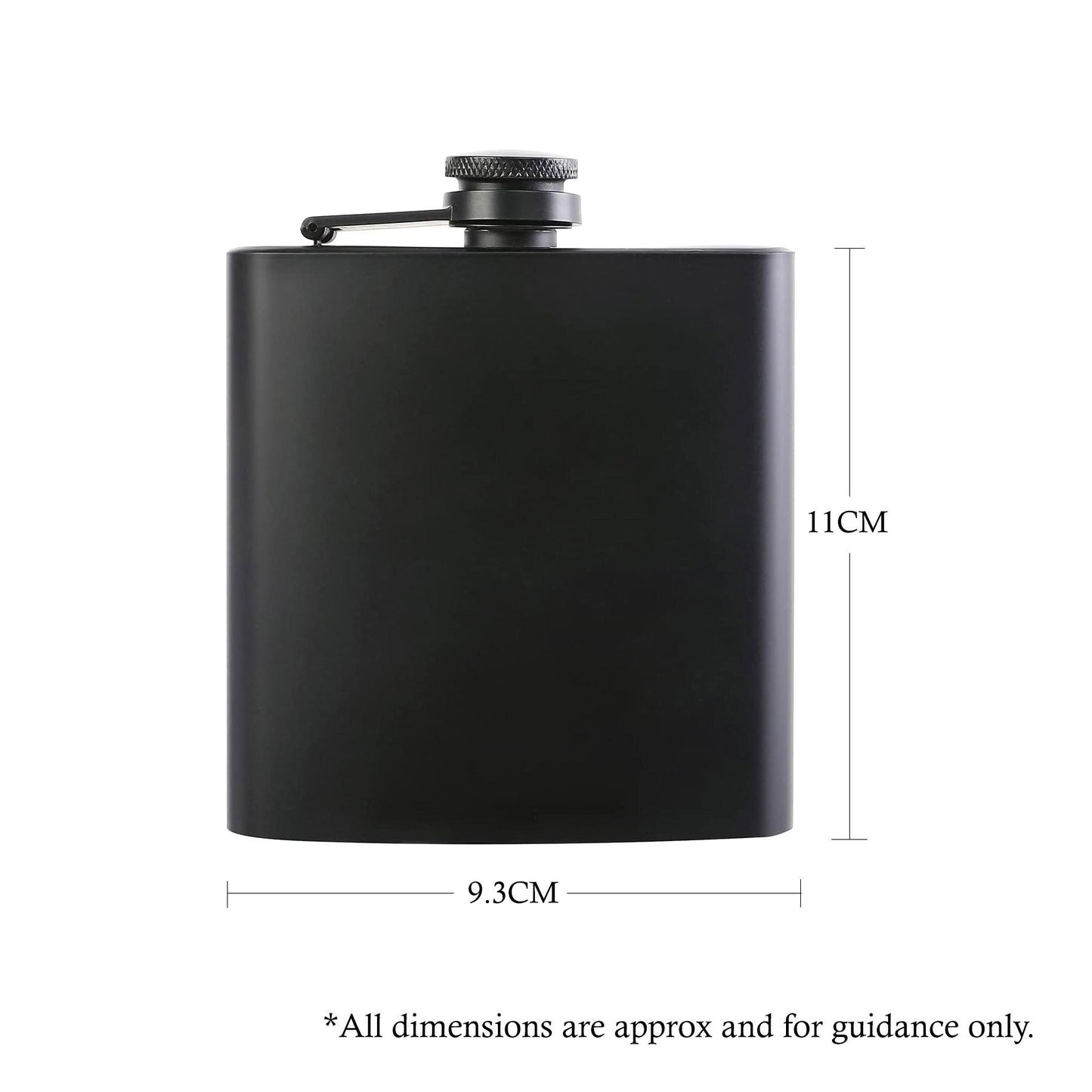 Personalised Black Steel 6oz Flask Gift | Custom Names, Date & Initials