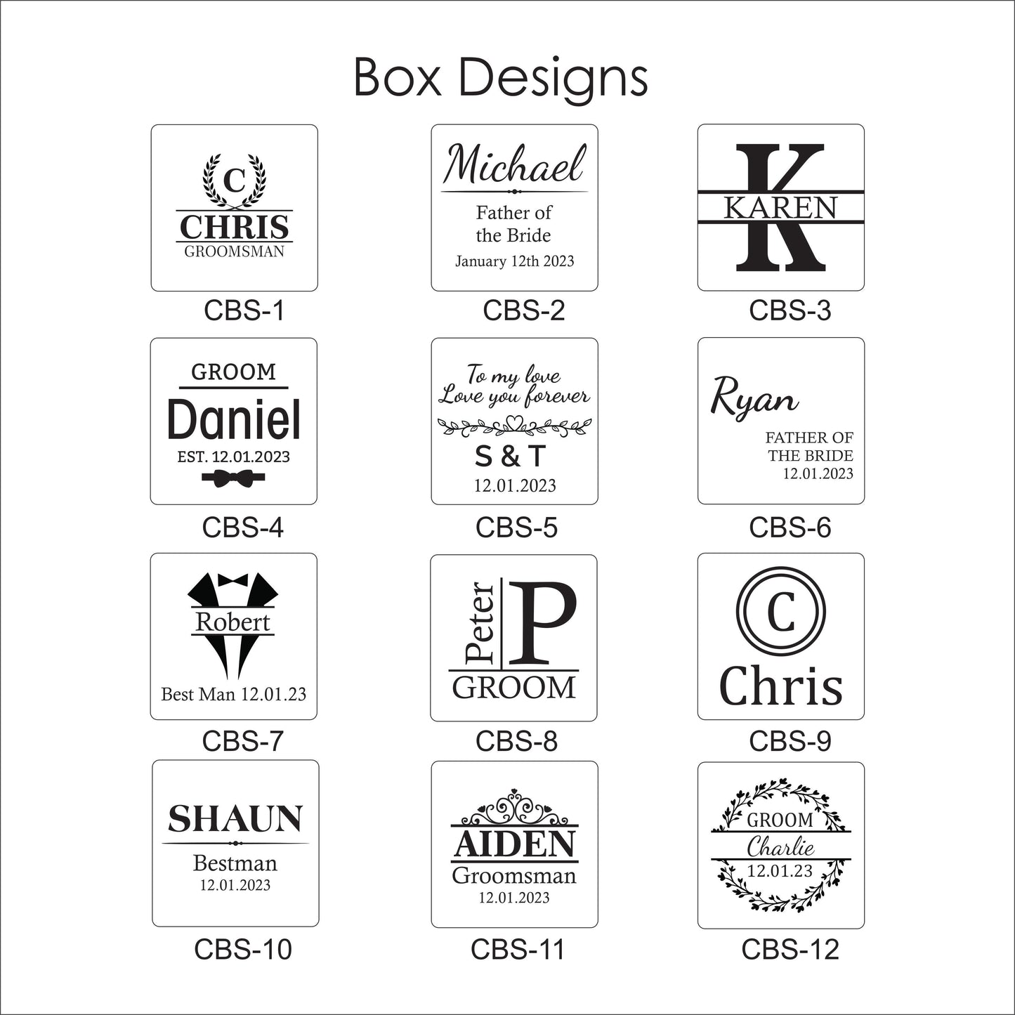 Personalised Engraved Stainless Steel Round Cufflinks with Wooden Box | Father, Husband, Groom, Groomsman, Best Man Wedding Gift