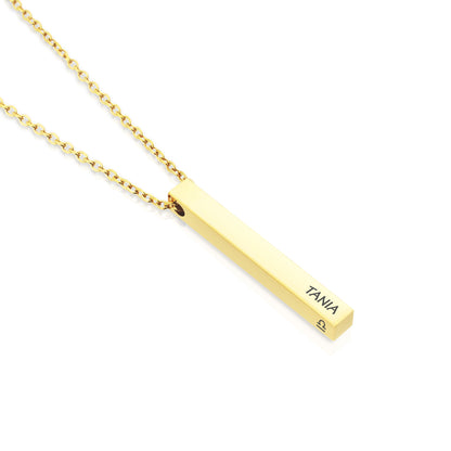 Personalised custom text names date vertical 3d bar necklace gift girlfriend mum couple anniversary | pendant with chain