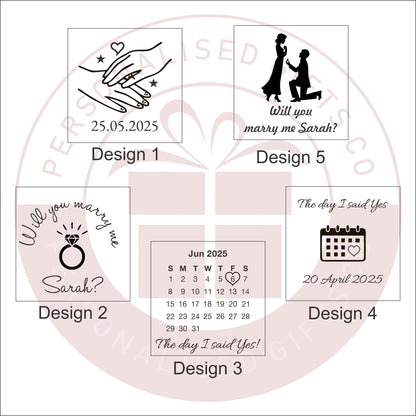 Personalised Wooden Ring Box – Single Ring Slot with Soft White/Black Cushion