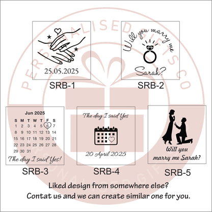 Personalised Wooden Ring Box – Single Ring Slot with Soft White or Black Cushion