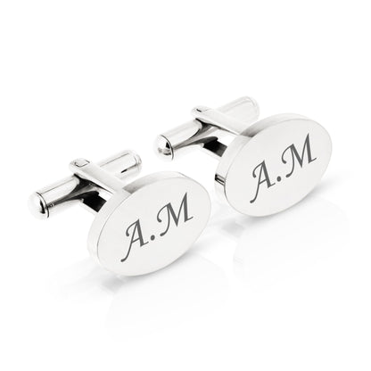 Personalised Engraved Oval Metal Cufflinks | 5 Designs to Choose From