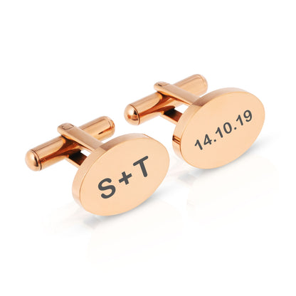 Personalised Engraved Oval Metal Cufflinks | 5 Designs to Choose From