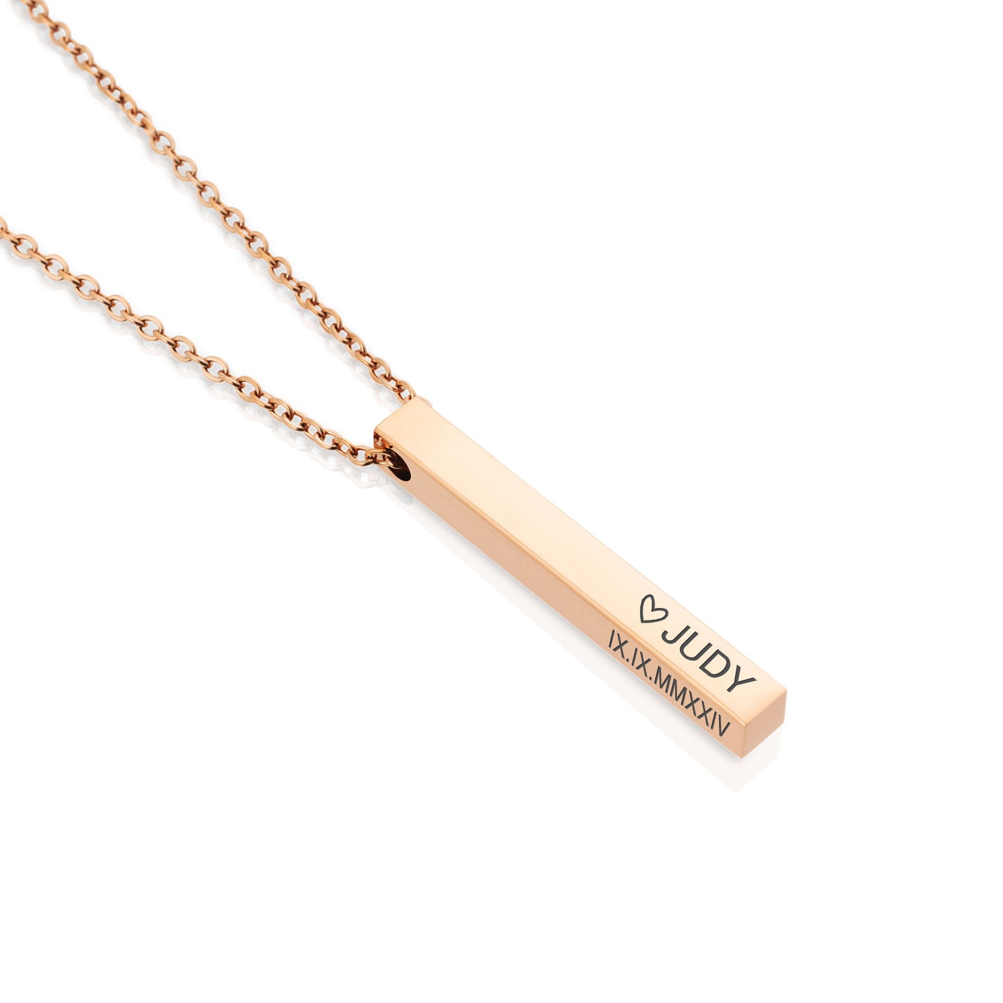 Personalised Custom Text 3D Bar Necklace | Names, Dates & Messages