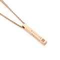 Personalised Custom Vertical Text 3D Bar Necklace with Stone | Names, Dates & Messages