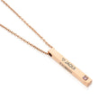 Personalised Custom Text 3D Bar Necklace with Stone | Names, Dates & Messages