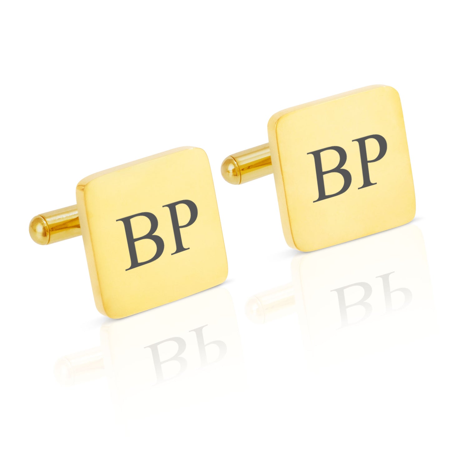 Personalised Engraved Square Metal Cufflinks | Initials at the Centre of Cufflink