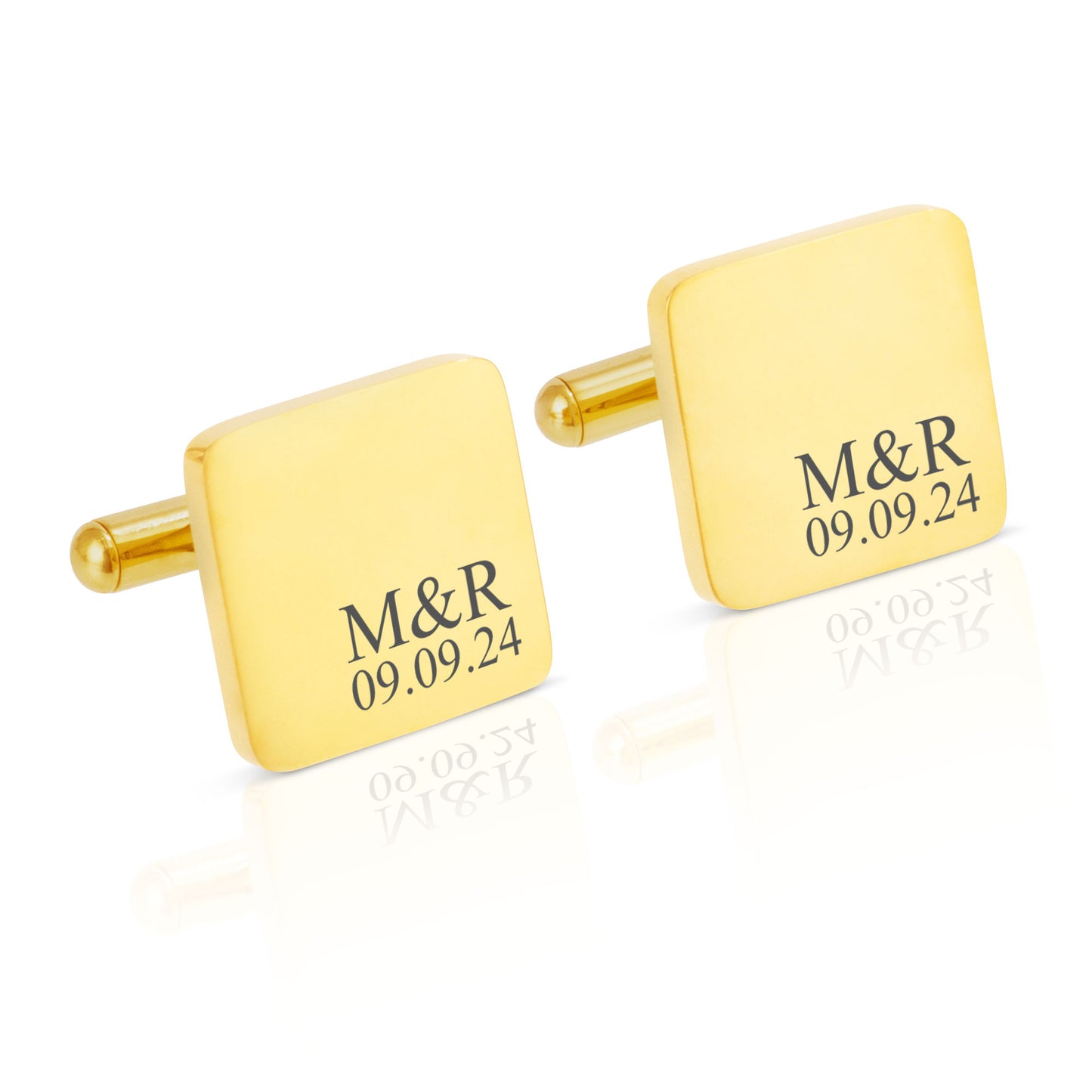 Personalised engraved stainless steel square men's cufflinks gift | custom initials groom wedding accessories valentines day anniversary