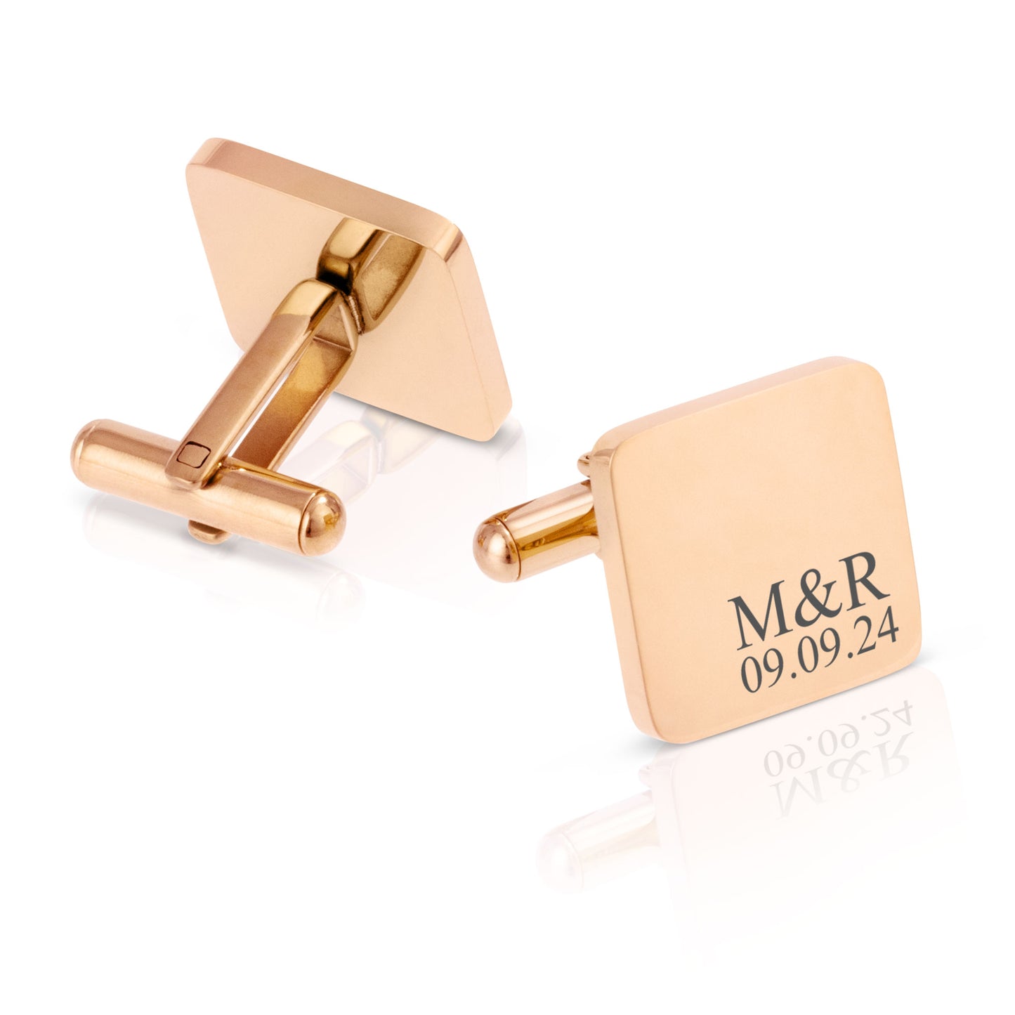 Personalised Engraved Square Metal Cufflinks | Initials & Date