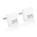 Personalised Engraved Square Metal Cufflinks | Initials & Date