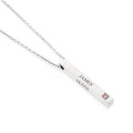 Personalised Custom Text 3D Bar Necklace with Stone | Names, Dates & Messages