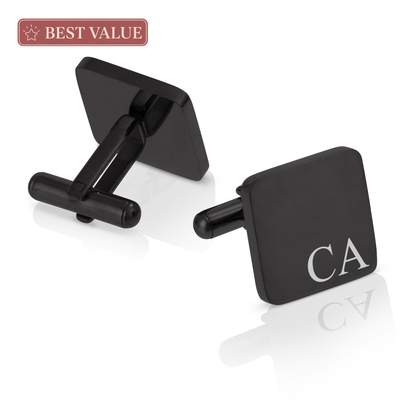 6 Pairs of Personalised Square Cufflinks | Custom Initial Engraved Wedding Cufflinks