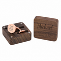 Personalised Round Stainless Steel Cufflinks | Engraved Wooden Cufflink Box
