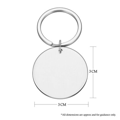 Personalised custom free text round metal keyring