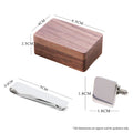 Personalised Black Stainless Steel Square Cufflinks & Tie Pin Set | Engraved Wooden Cufflink Box