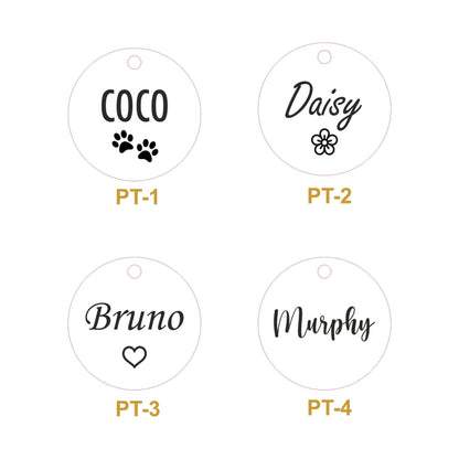 Personalised Engraved Round Metal Pet Tag | Custom Cat, Dog, or Puppy Collar ID Tag | 8 Designs to Choose From