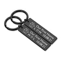 2 x personalised housewarming keyrings set with initials and date - "Our First Home"
