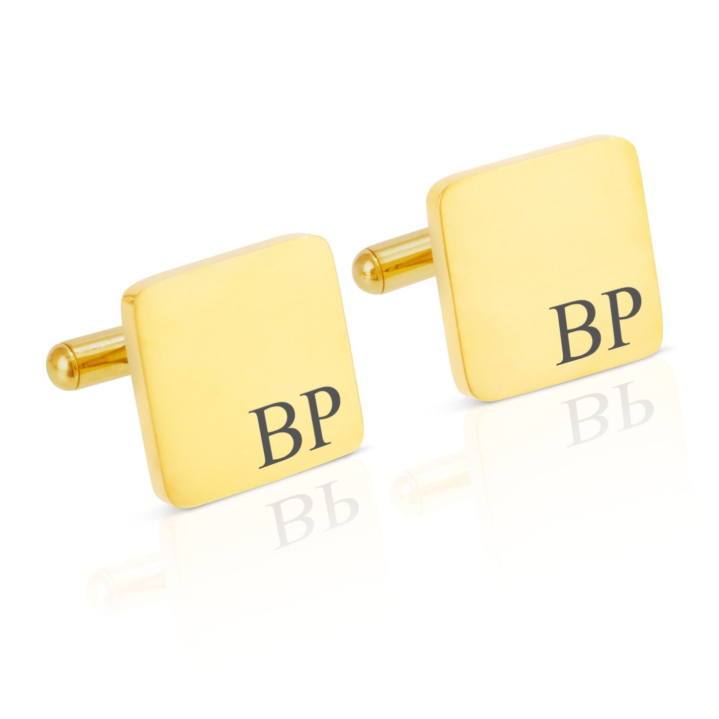 Personalised Engraved Square Metal Cufflinks | Initials Right Corner Indent