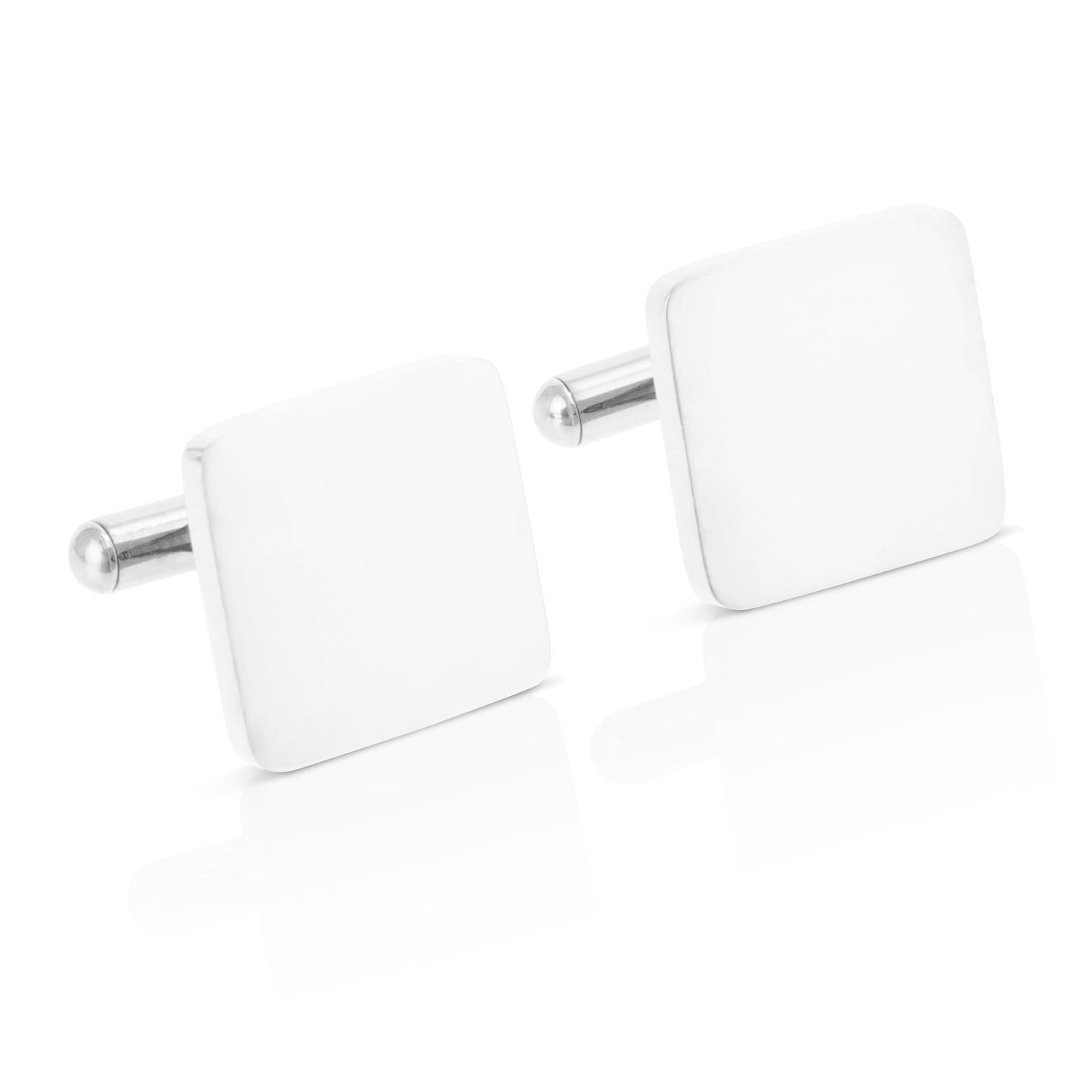 Personalised Engraved Square Metal Cufflinks | Groom and Bride Initials