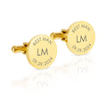 Personalised Engraved Round Cufflinks | Groomsman & Best Man with Date