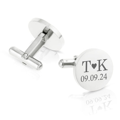 Personalised Engraved Round Cufflinks | 6 Designs to Choose From