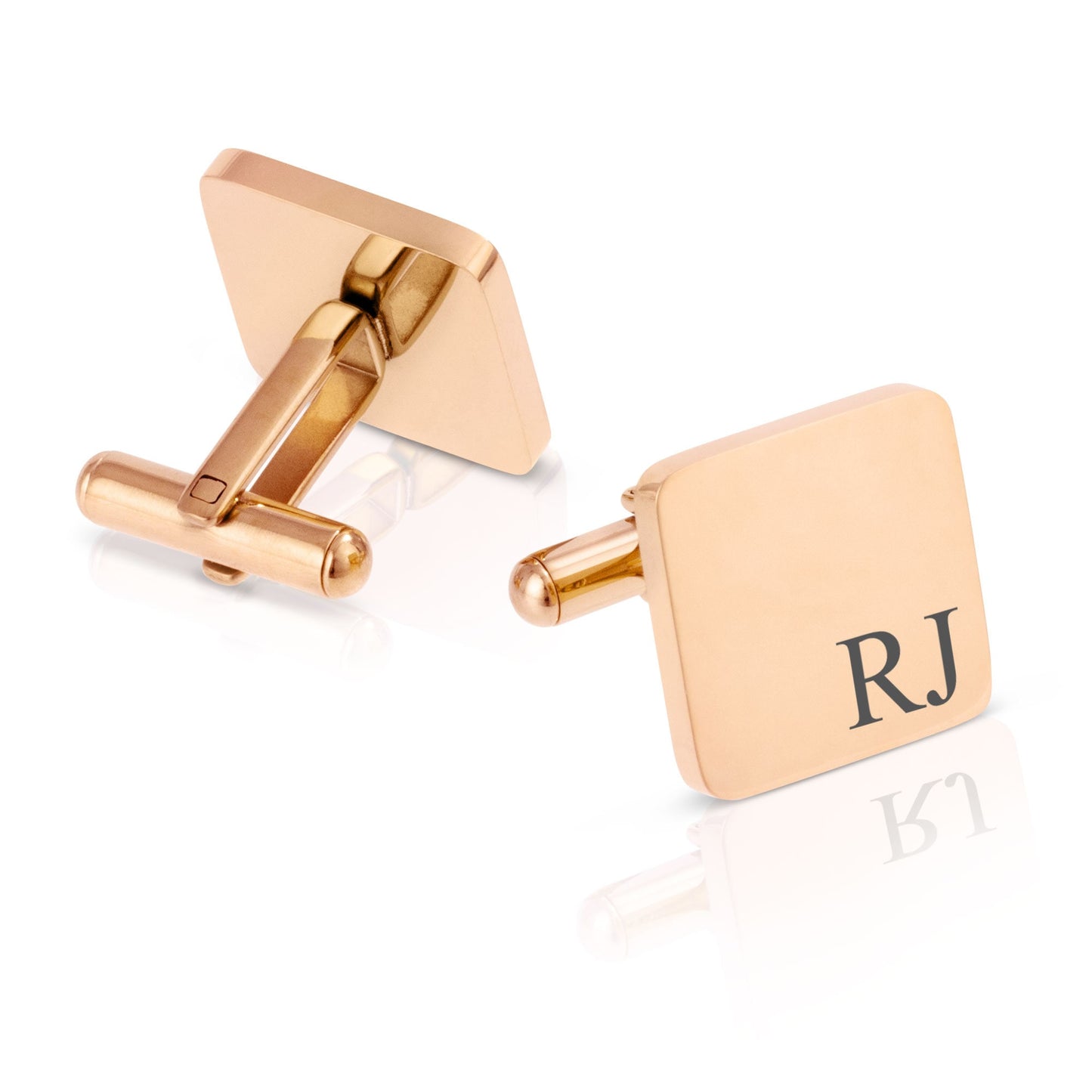 Personalised Engraved Square Metal Cufflinks | Initials Right Corner Indent