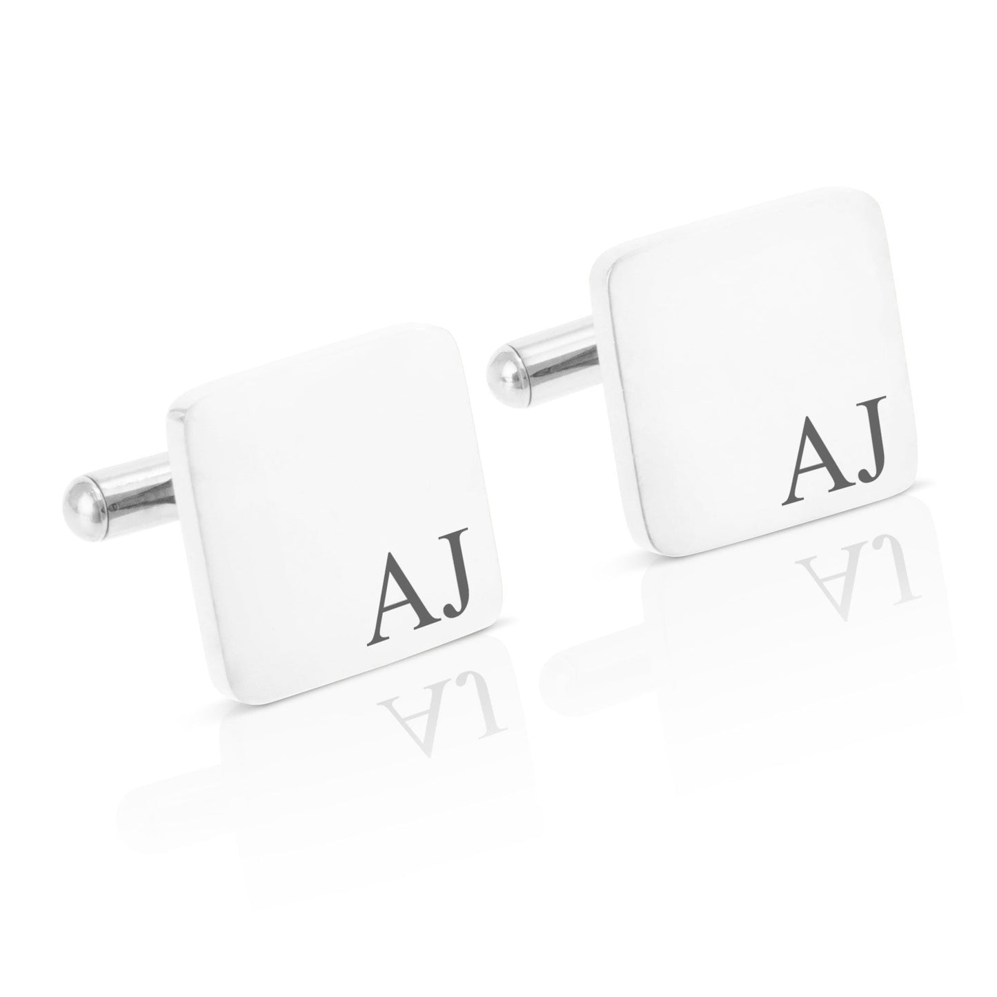 Personalised Engraved Square Metal Cufflinks | Initials Right Corner Indent