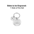 Personalised Engraved Round Metal Calendar Keyring Gift with Round Charms | Special Date Highlighted with a Heart