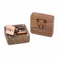 Personalised Square Stainless Steel Cufflinks | Engraved Wooden Cufflink Box