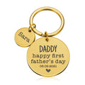 Personalised Engraved Round Metal Keyring Gift With Round Charms | Happy First Father's Day Dad