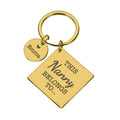 Personalised Engraved Square Metal Keyring Gift with Round Charms | Dad, Mom or Aunt