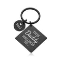Personalised Engraved Square Metal Keyring Gift with Round Charms | Dad, Mom or Aunt