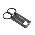 2 x Personalised keyring set with heart cutout -date & Initials