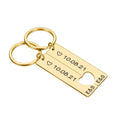 2 x Personalised keyring set with heart cutout -date & Initials