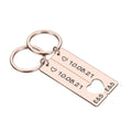 2 x Personalised keyring set with heart cutout -date & Initials